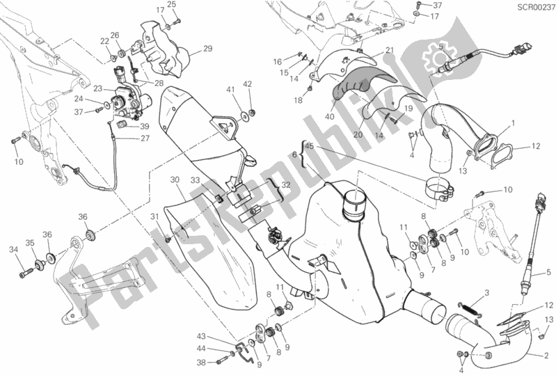 All parts for the Exhaust System of the Ducati Multistrada 1200 Enduro 2016